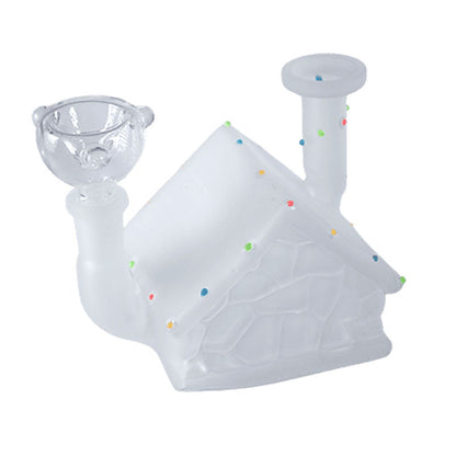 Little White House with Colorful Luminous Dots Water Bong