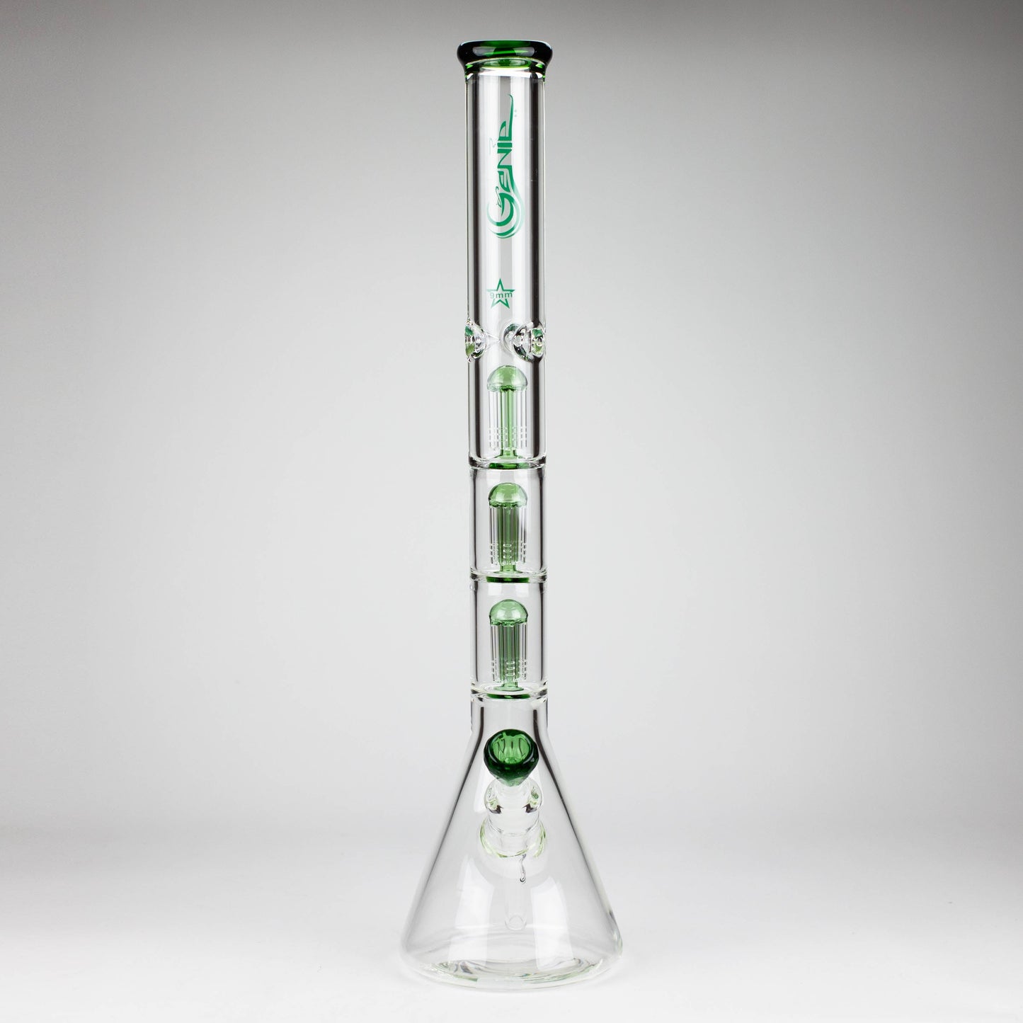 GENIE | 24" 9mm Triple Percolator Beaker Glass Bong [GB1907]