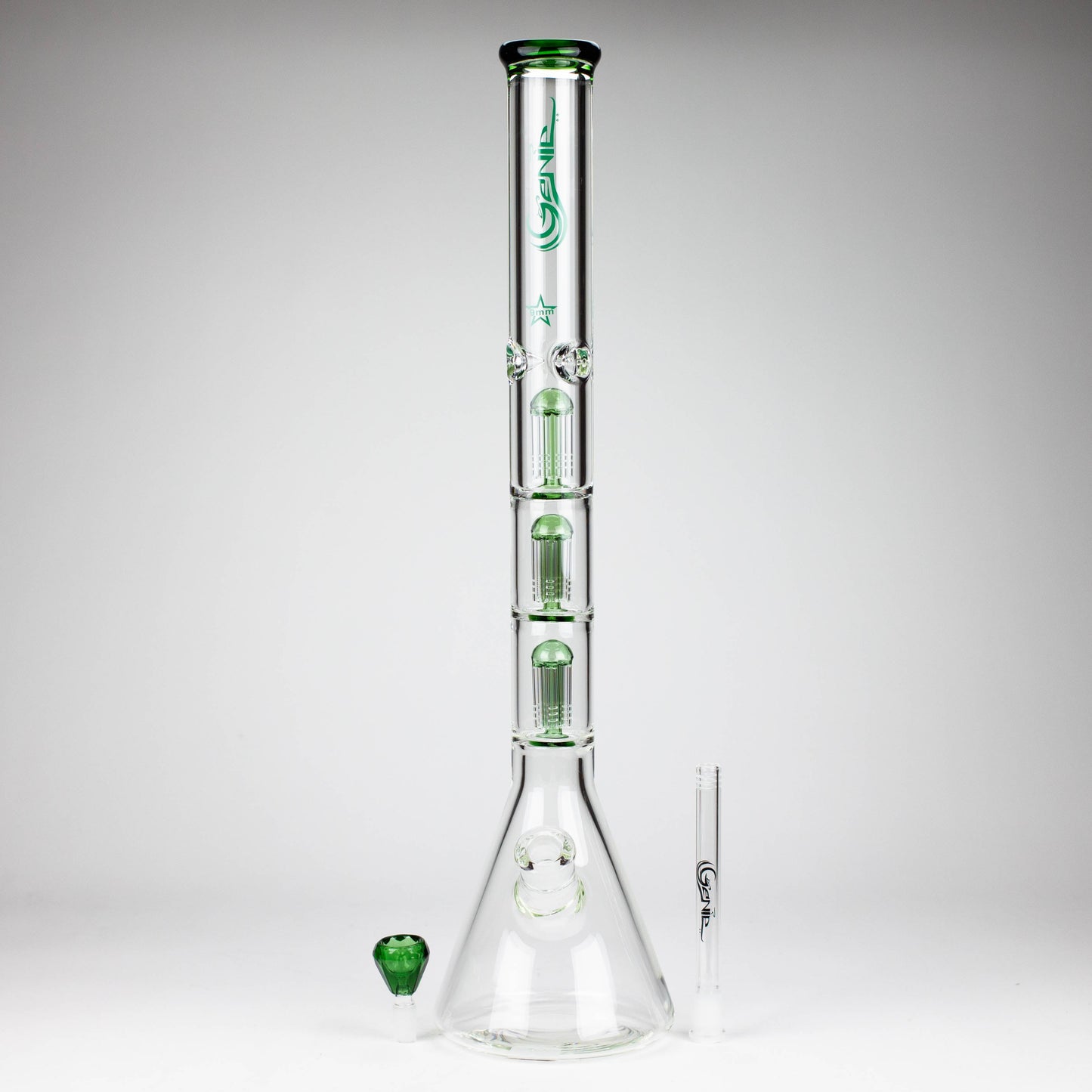 GENIE | 24" 9mm Triple Percolator Beaker Glass Bong [GB1907]