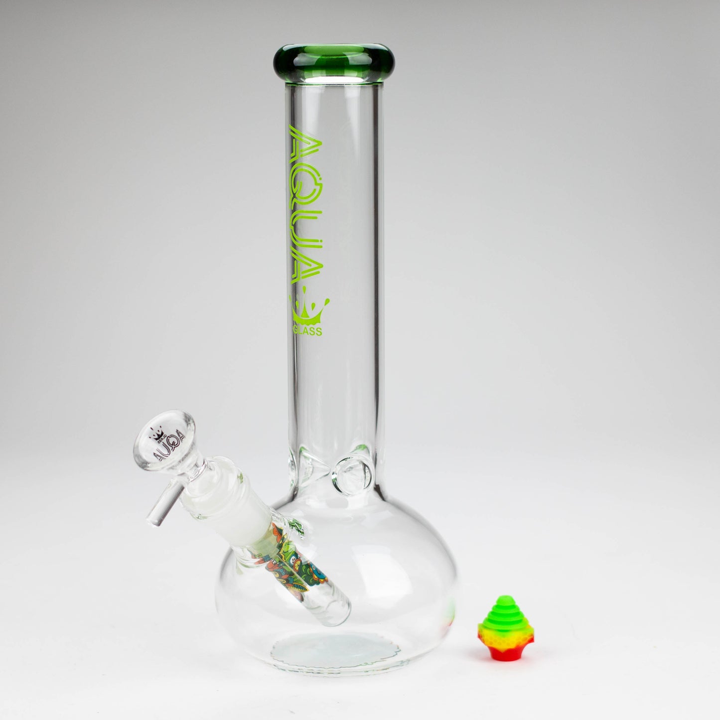 AQUA | 10" Round glass water bong with silicone cap [AQUA201]_11