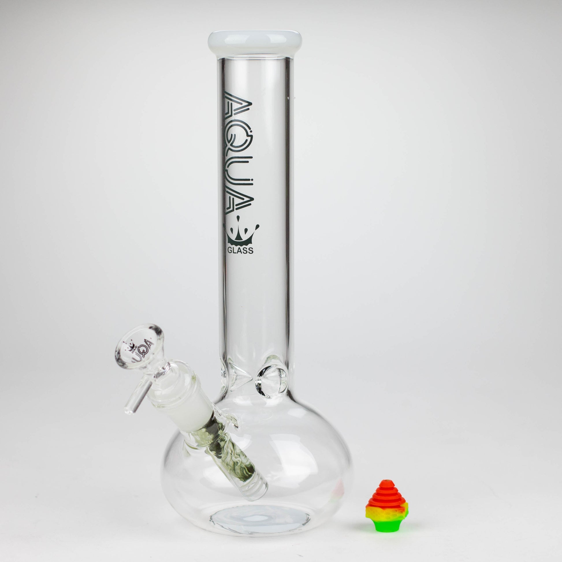 AQUA | 10" Round glass water bong with silicone cap [AQUA201]_15