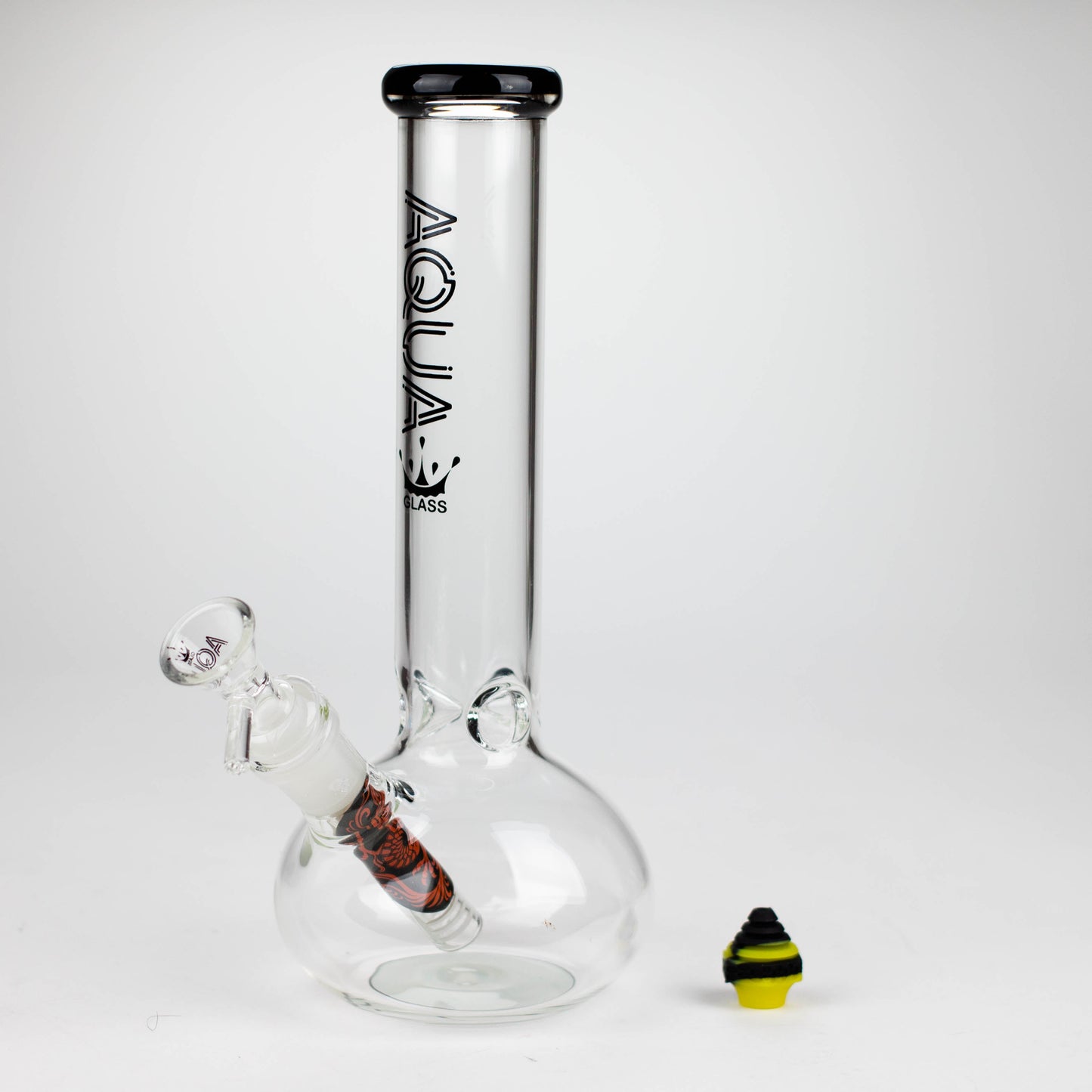 AQUA | 10" Round glass water bong with silicone cap [AQUA201]_1