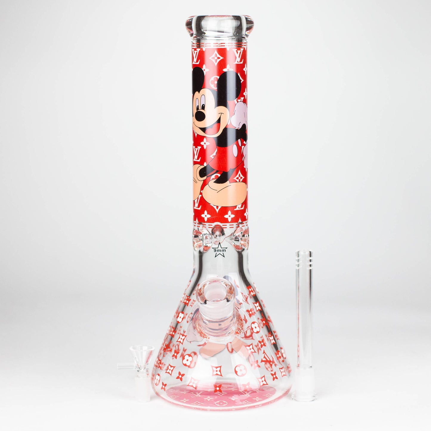 14" Cartoon Glow 9 mm glass bong