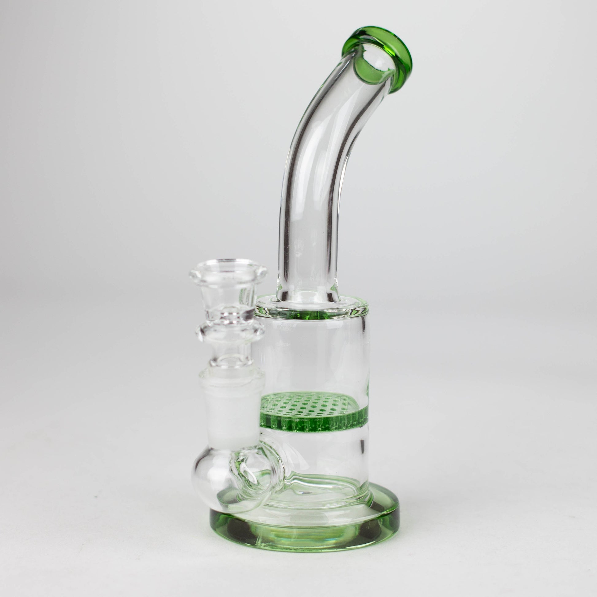 7" Bent neck glass bubbler with Honeycomb diffuser_4