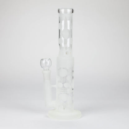 14" Glow in the dark straight tube glass bong with honey comb diffuser_2