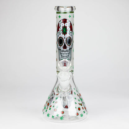 10" Glass Bong With Sugar Skull  Design_2