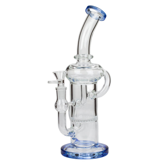 11″ Straight Tube Glass Recycler Bong With Color Base [C1556]_5