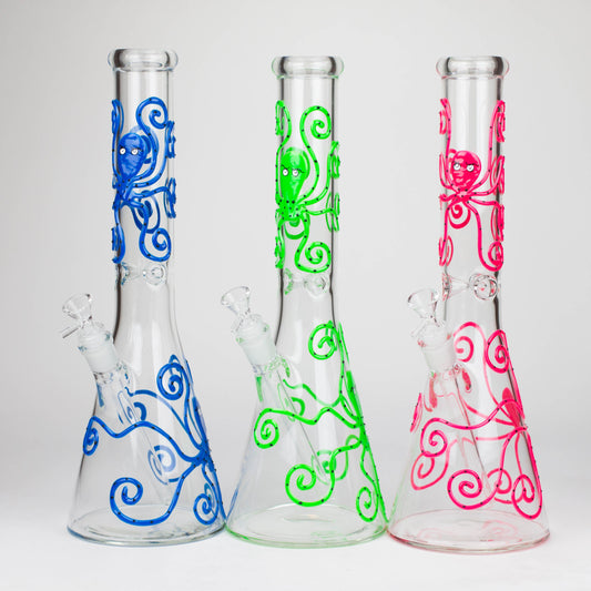 15.5" Glow in the dark beaker glass water bong