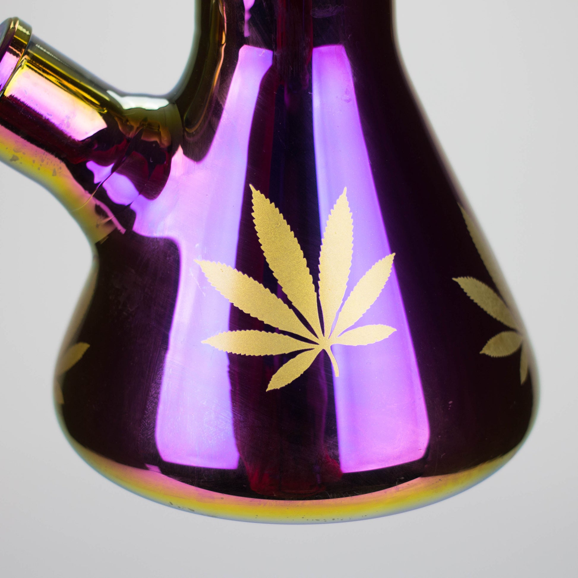 14" Leaf 7mm Glass Bong – Rainbow Oil Slick [AK080]_7