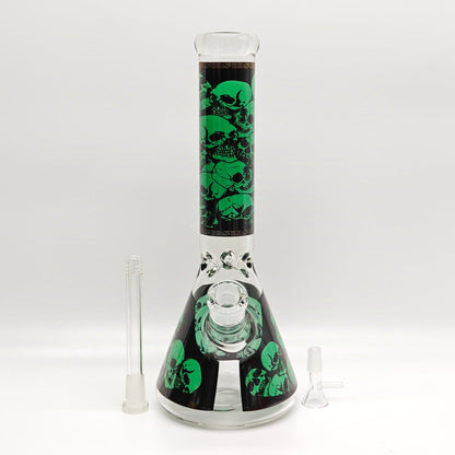 14" 7mm Skull Beaker Glass Bong