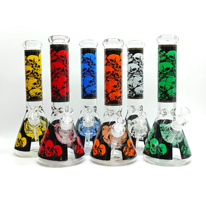 14" 7mm Skull Beaker Glass Bong