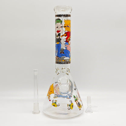 14" 7mm Novelty Design Beaker Glass Bong