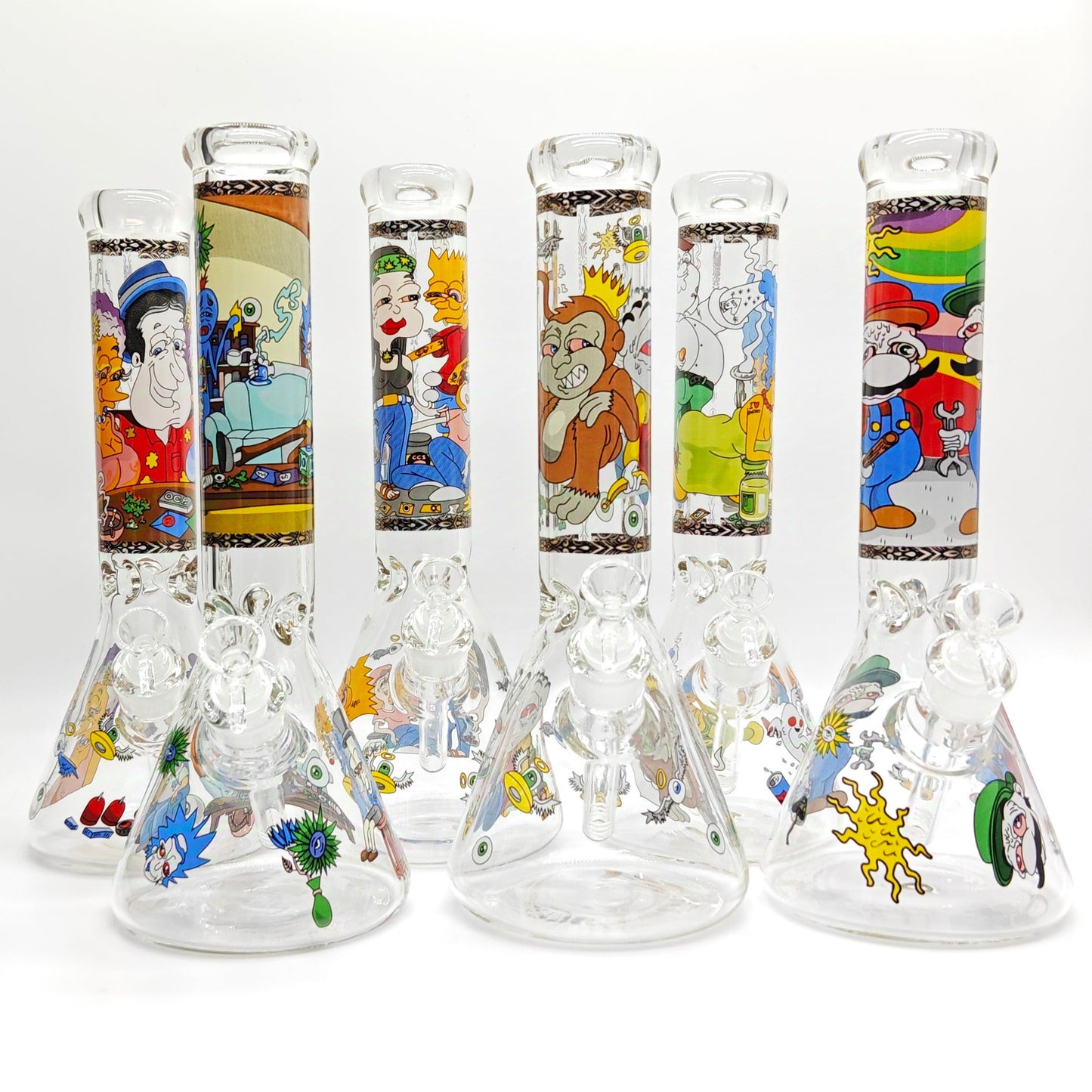 14" 7mm Novelty Design Beaker Glass Bong
