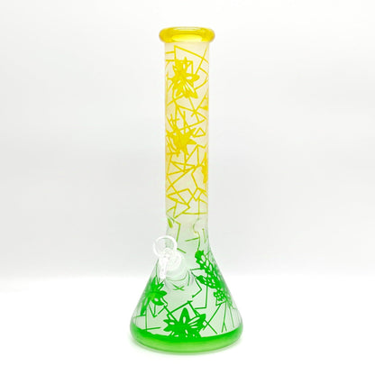14" 5mm Abstract Design Beaker Glass Bong