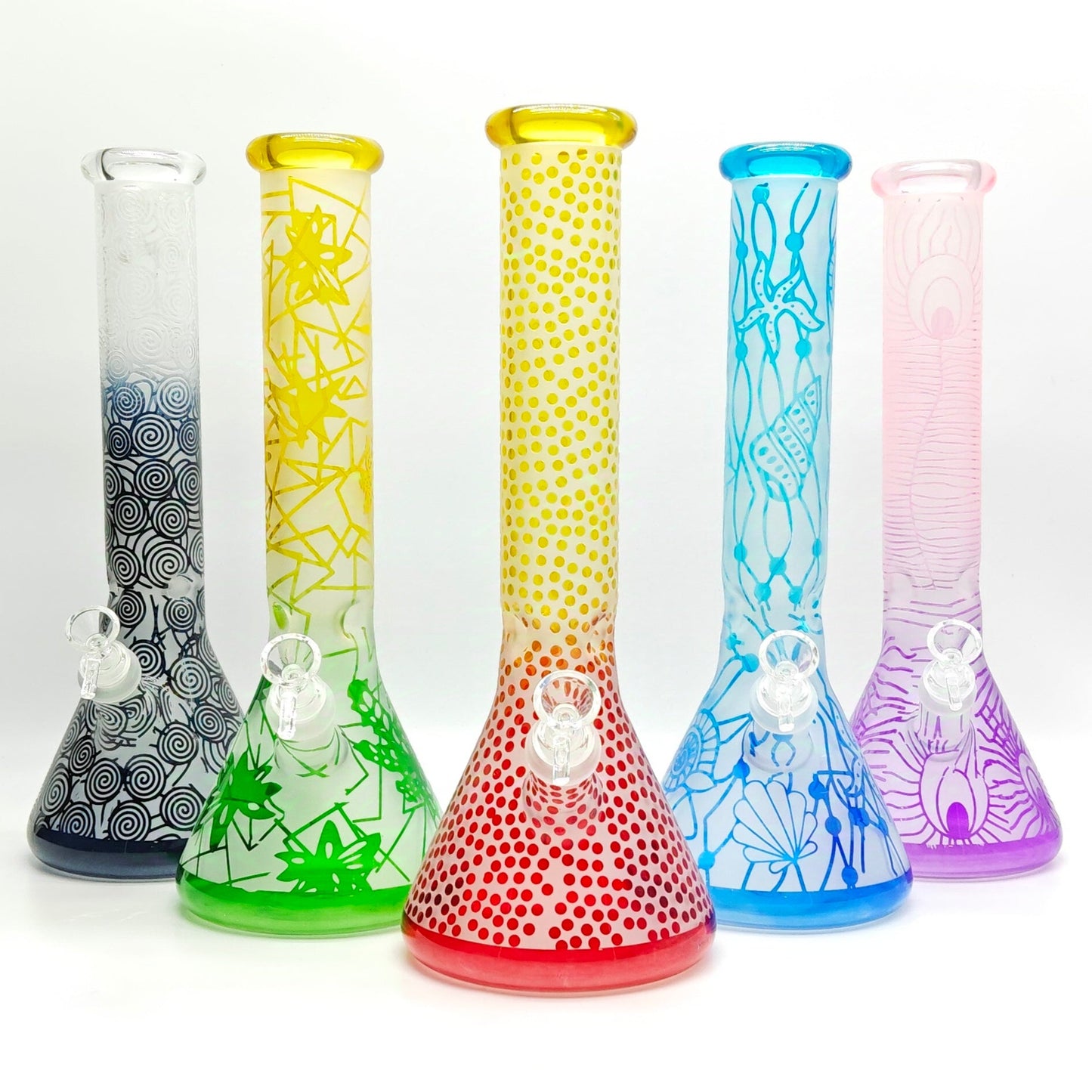 14" 5mm Abstract Design Beaker Glass Bong