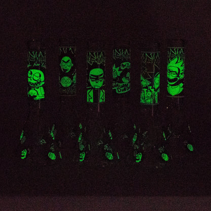 10" Comic Blast Glow in the dark Glass Bong