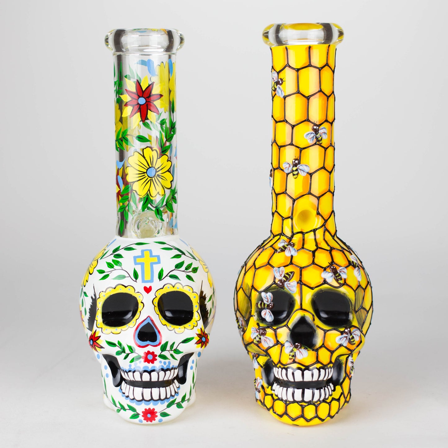 9" Sugar Skull-Themed glass bong [SK Series]_2