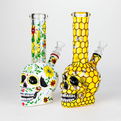 9" Sugar Skull-Themed glass bong [SK Series]_0