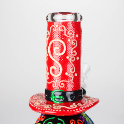 9" Wizard-Themed Sugar Skull Glow-in-the-Dark Glass Bong [SK14]_4