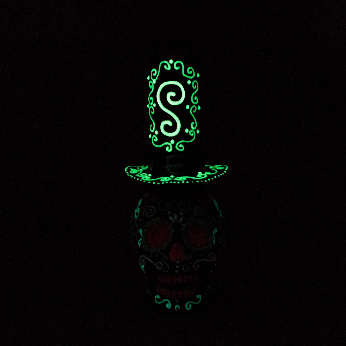 9" Wizard-Themed Sugar Skull Glow-in-the-Dark Glass Bong [SK14]_1