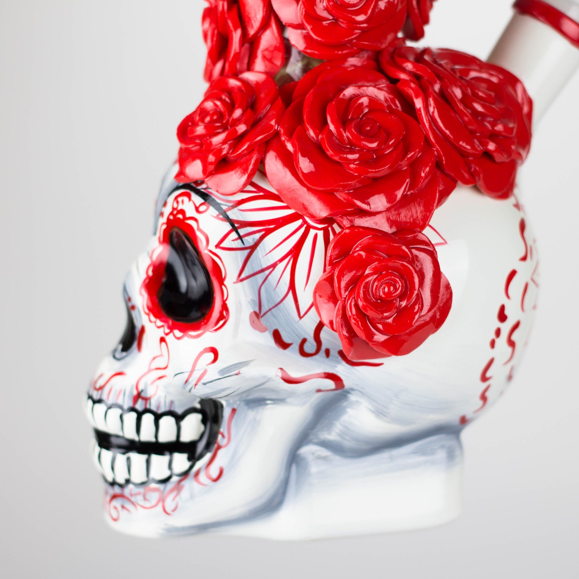 9" Rose sugar skull-themed glass bong [SK16]_4