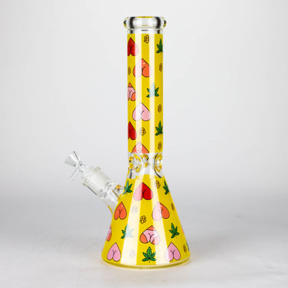 14" 7mm Glass Bong With Heart Design
