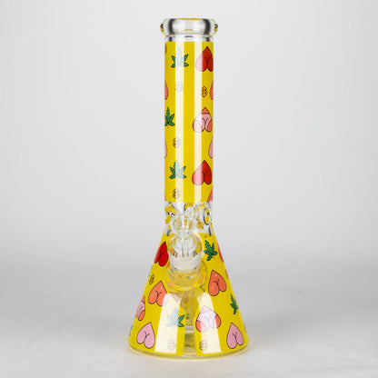 14" 7mm Glass Bong With Heart Design