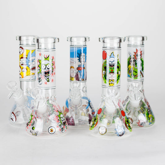 8.5" Cartoon Designs Glow In The Dark beaker bong In the Box