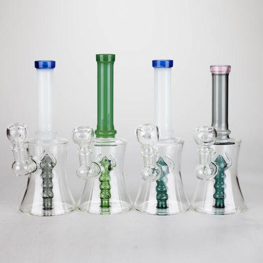 8" Assorted color tube glass bong with caterpilar diffuser
