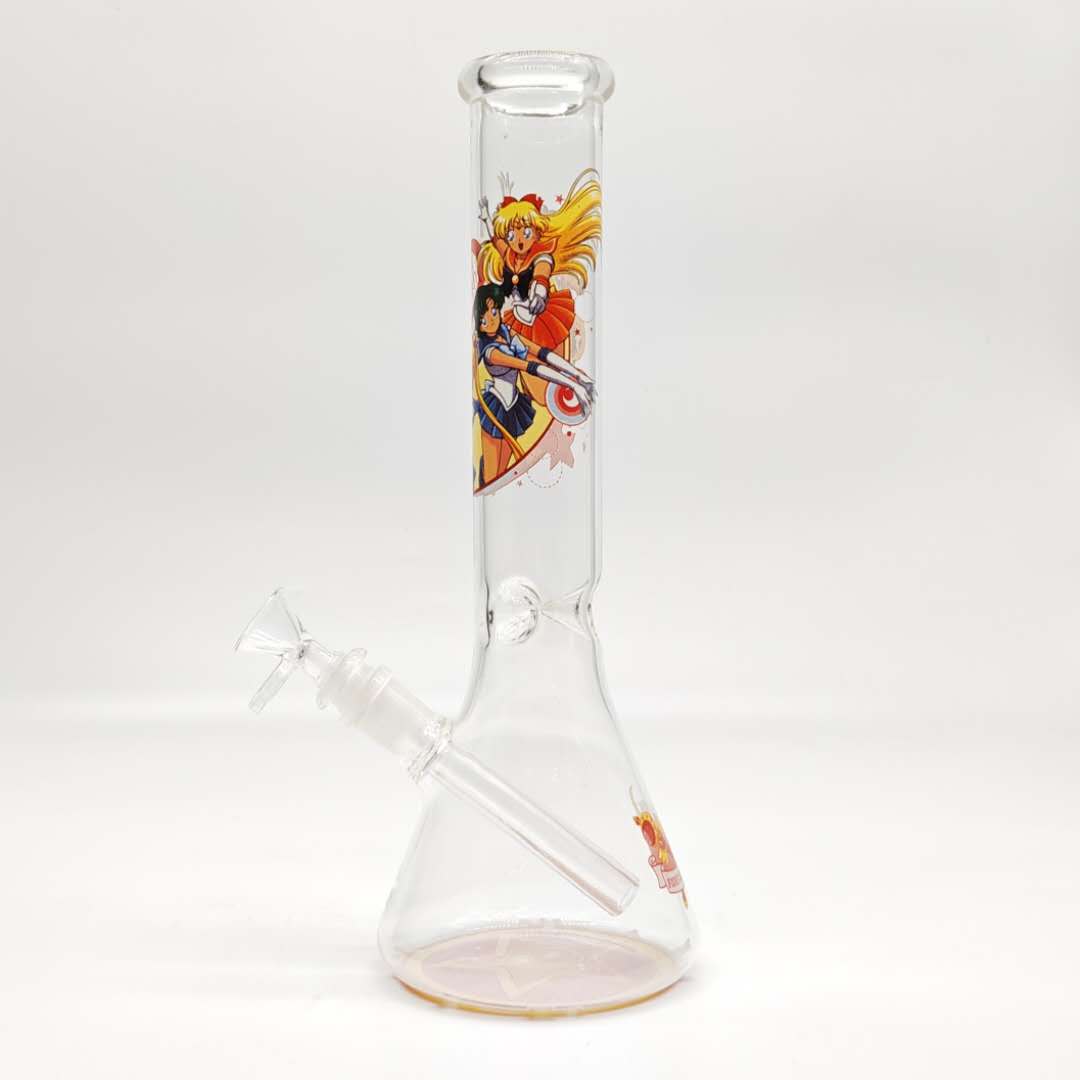 12"  44mm Tube 4mm Cartoon Design Beaker Bong