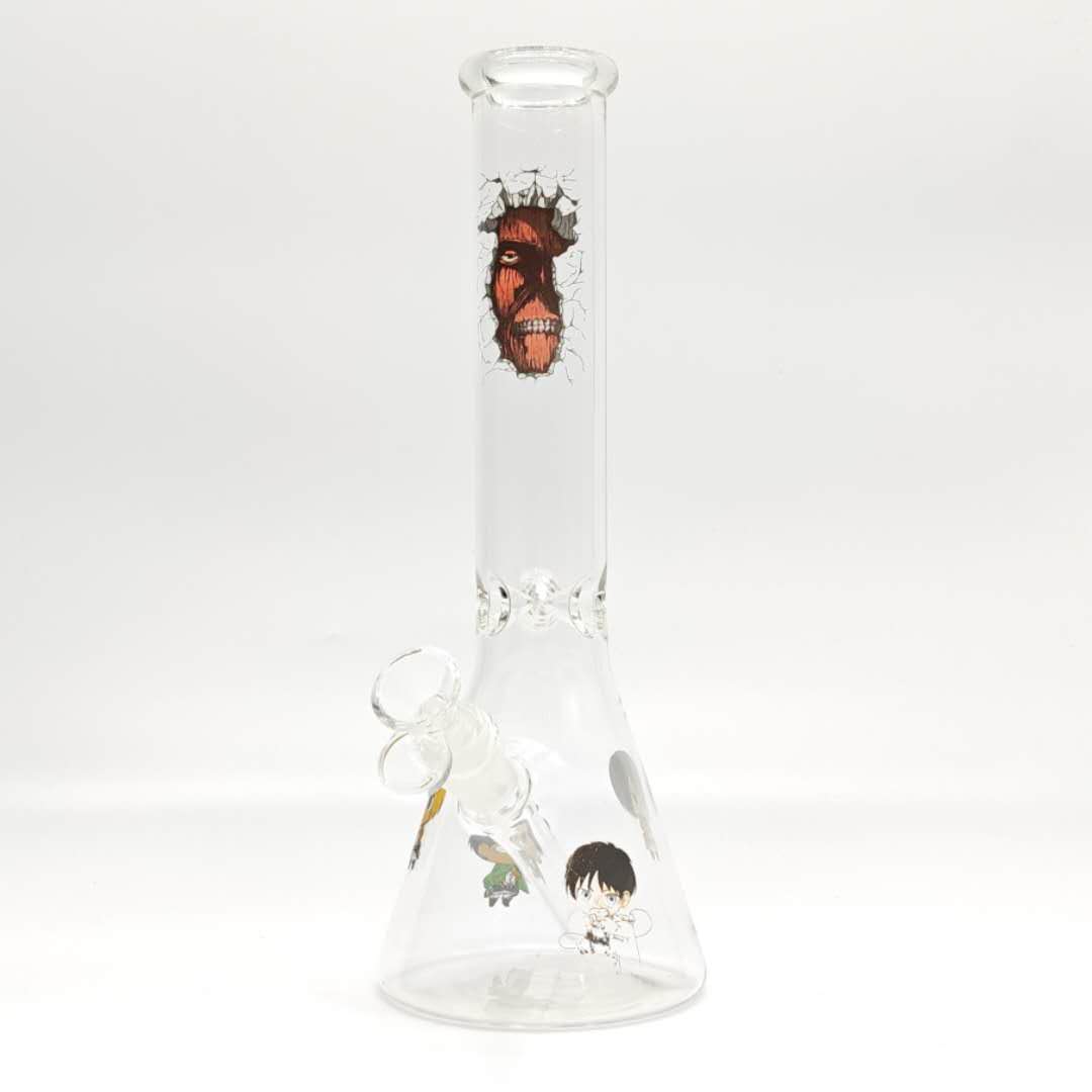 12"  44mm Tube 4mm Cartoon Design Beaker Bong