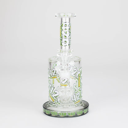 7" Color accented Glass Bong With Perc- 420 Special Edition
