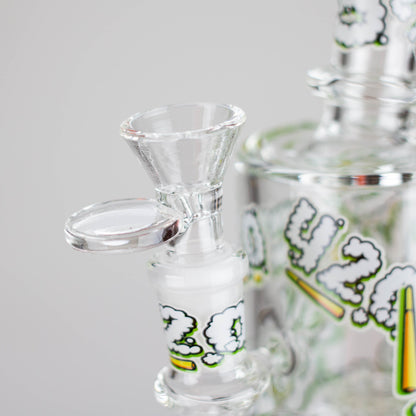 7" Color accented Glass Bong With Perc- 420 Special Edition