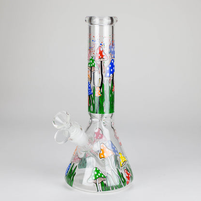 10" Glow in the dark Glass Bong With  Mushroom Design