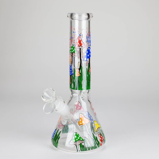 10" Glow in the dark Glass Bong With  Mushroom Design