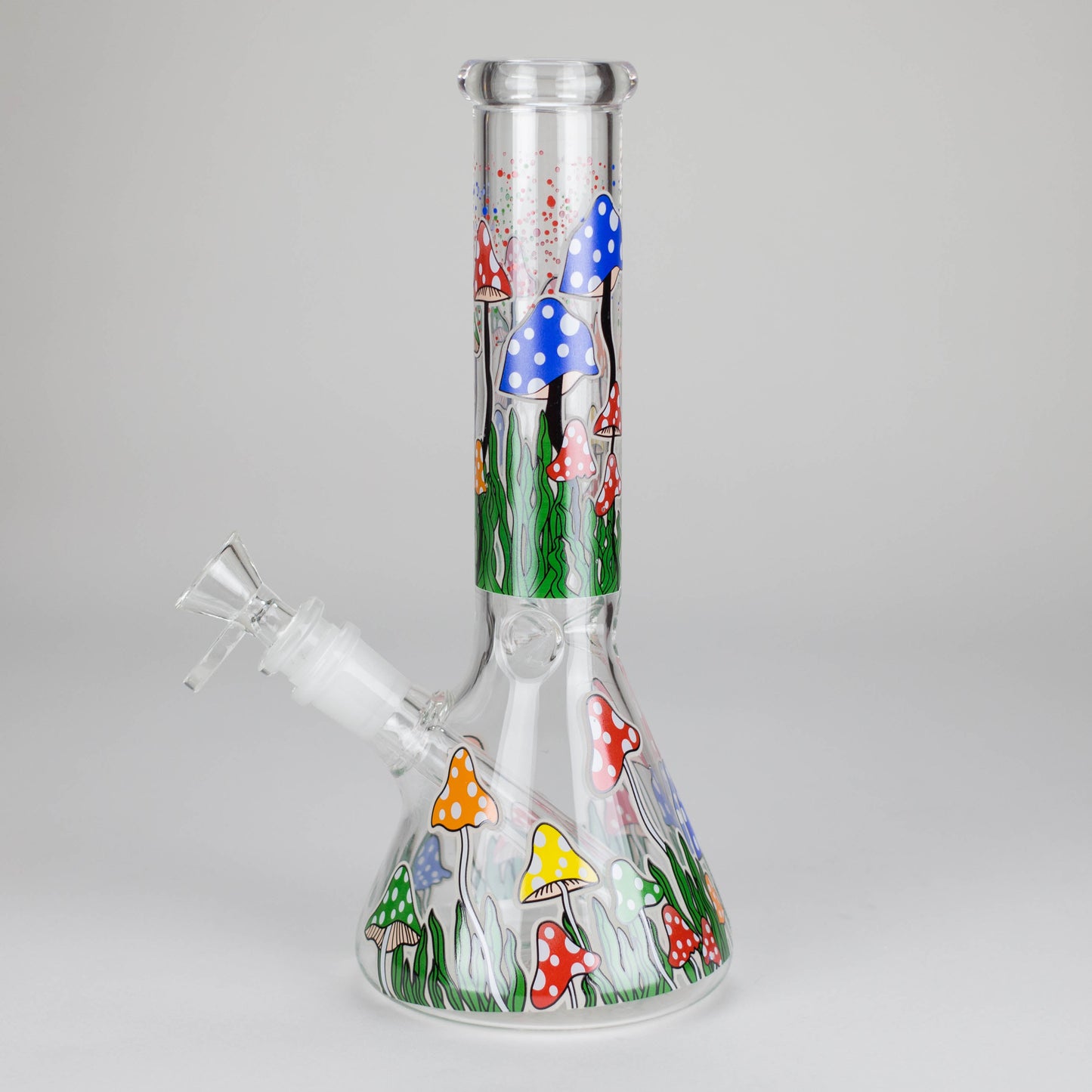 10" Glow in the dark Glass Bong With  Mushroom Design