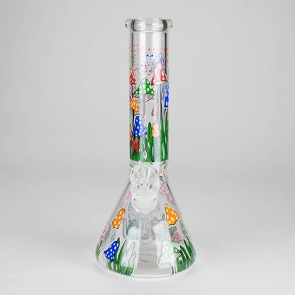 10" Glow in the dark Glass Bong With  Mushroom Design