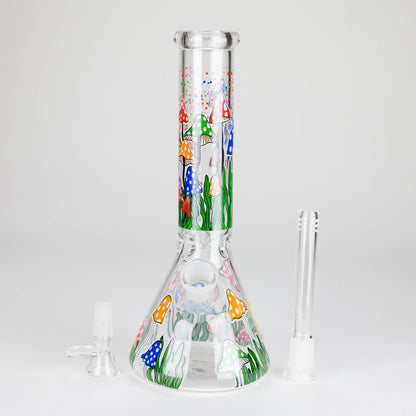 10" Glow in the dark Glass Bong With  Mushroom Design