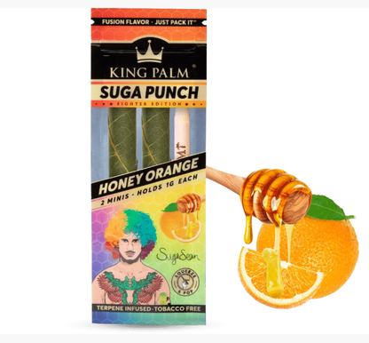 A single packet of King Palm wraps Suga Punch Honey Orange flavor
