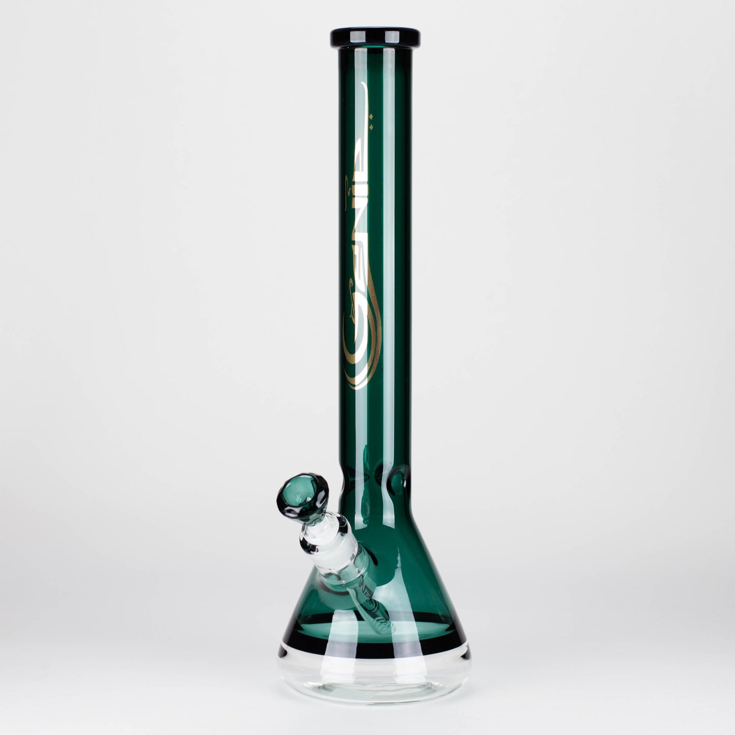 Genie | 18" 9 mm color-tube and clear-bottom beaker water bong