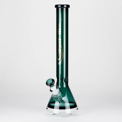 Genie | 18" 9 mm color-tube and clear-bottom beaker water bong