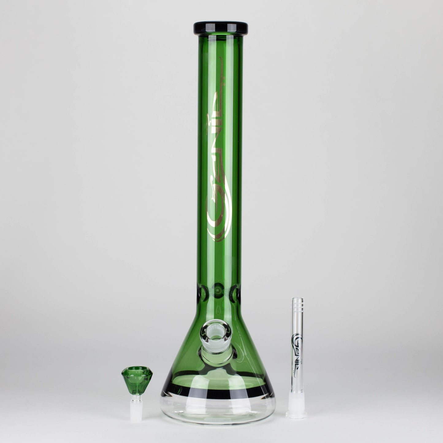 Genie | 18" 9 mm color-tube and clear-bottom beaker water bong