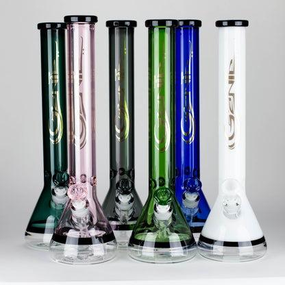 Genie | 18" 9 mm color-tube and clear-bottom beaker water bong