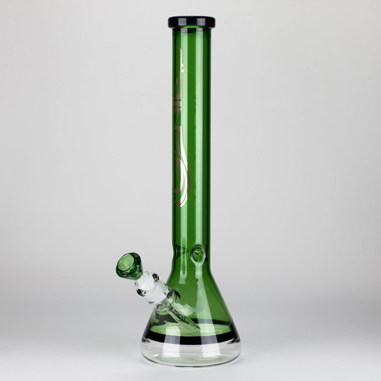 Genie | 18" 9 mm color-tube and clear-bottom beaker water bong