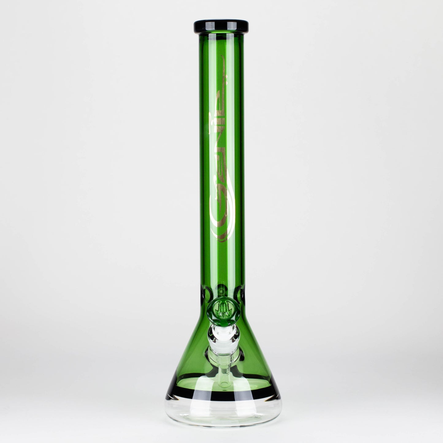 Genie | 18" 9 mm color-tube and clear-bottom beaker water bong