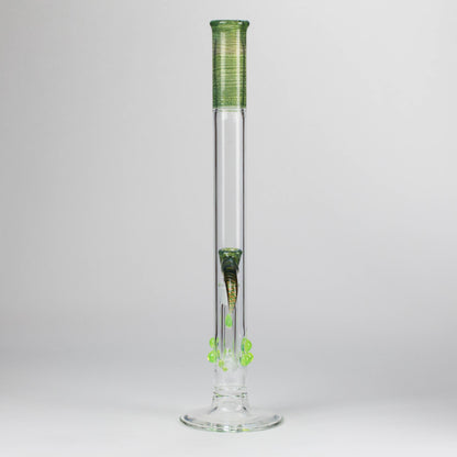 Shine Glassworks | 22 inch 38mm Straight Tube with Latticino mouthpiece and opal - Made in Canada