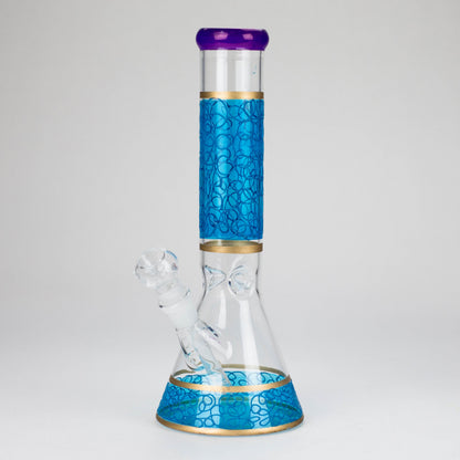 12" Printed beaker glass water bong-Assorted
