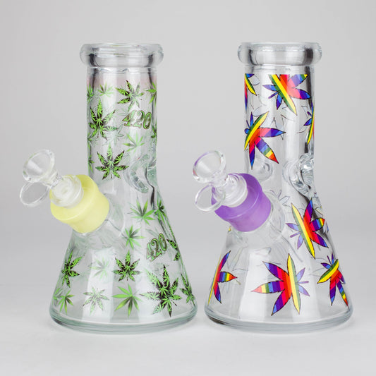 8" Soft glass beaker water bong [M08407]