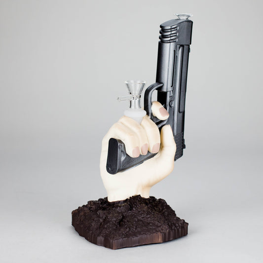 8″ Gun Shape Vinyl Bong – Black [SMKZ132]