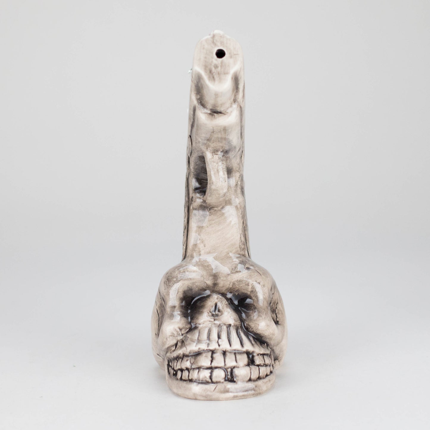 8" Skull Gun Ceramic Bong – Dark Art-Inspired Smoking Piece [ES090WP]